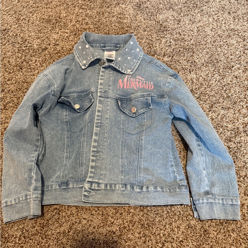 Disney Blue Jean Jacket with Pink Little Mermaid Logo